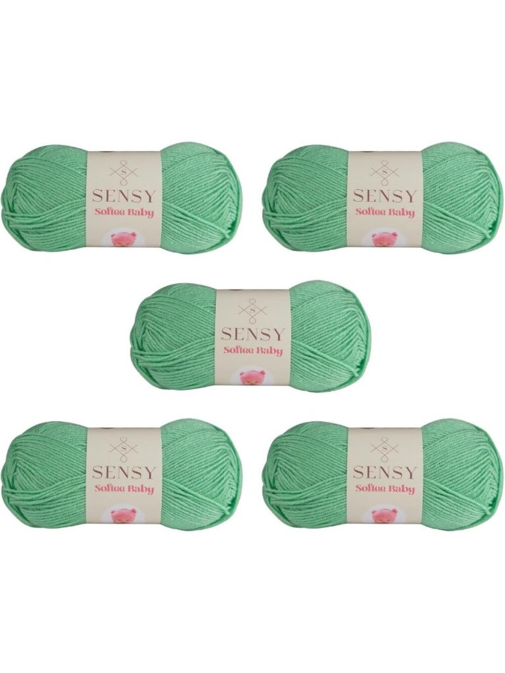 Premium Anti-Pill Acrylic Yarn - 5 Skeins in Siamese Green for Baby Projects
